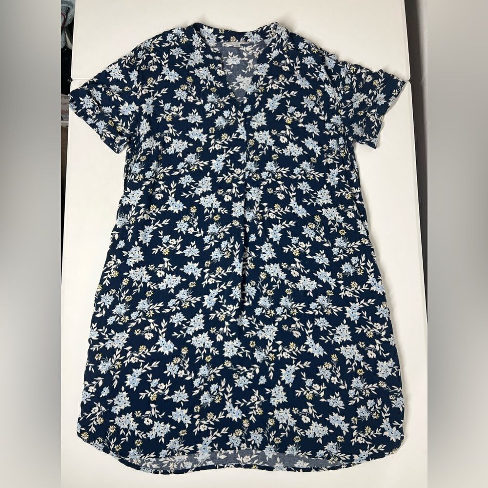 Time & Tru Cuffed Short Sleeve Belted Floral Shift Dress Size S ( 4-6)